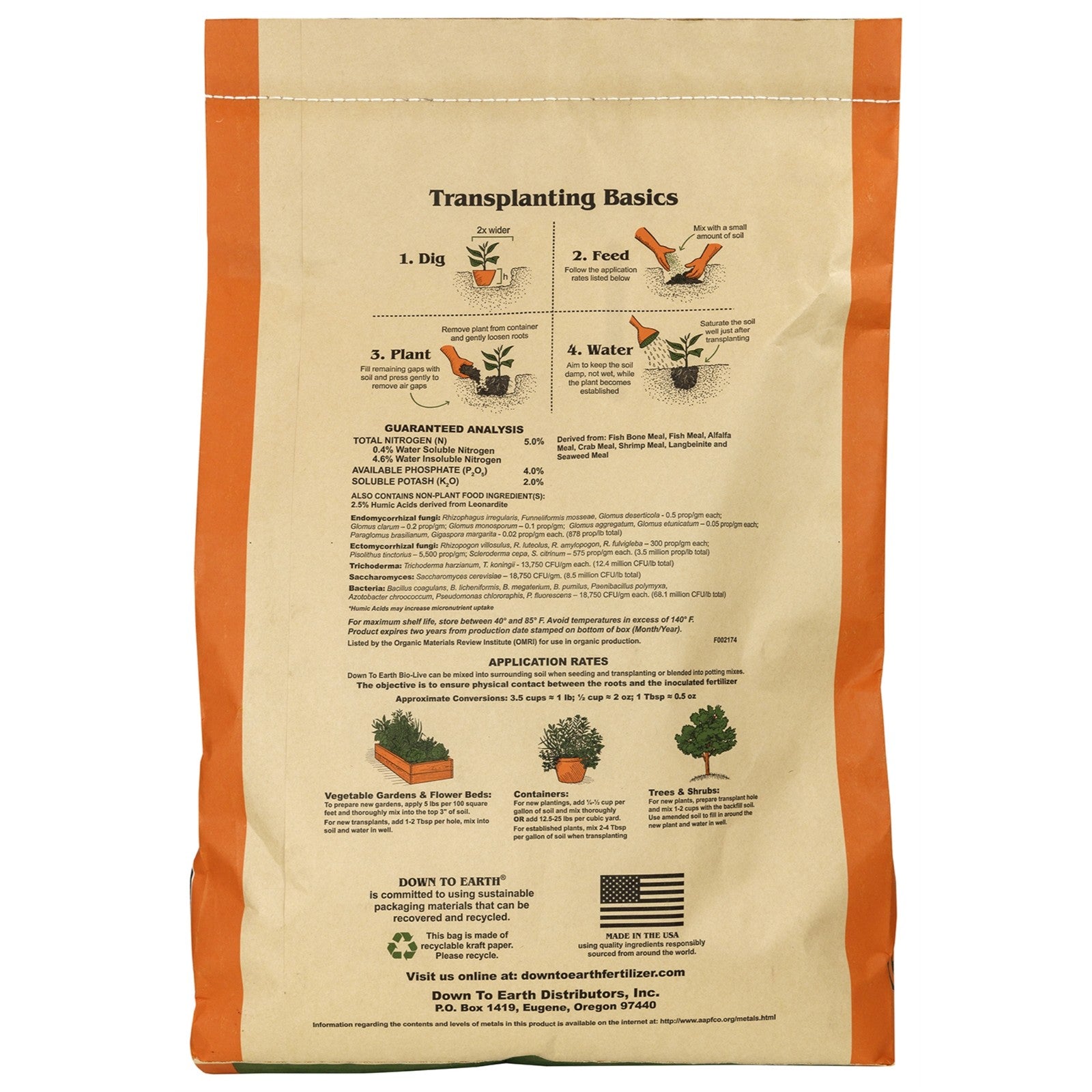 Down to Earth Organic Bio-Live 5-4-2 All Natural Fertilizer Mix, 25 Lbs