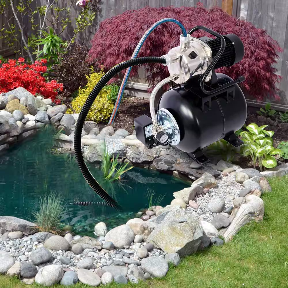 1.6 HP Submersible Fountain Irrigation Pump in Black with Pressure Tank