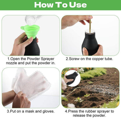 9.6 Oz. Indoor/Outdoor Ready to Use Bulb Powder Applicator Fogger with Long Copper Tube Glove Mask Funnel Scoop 1-Pack