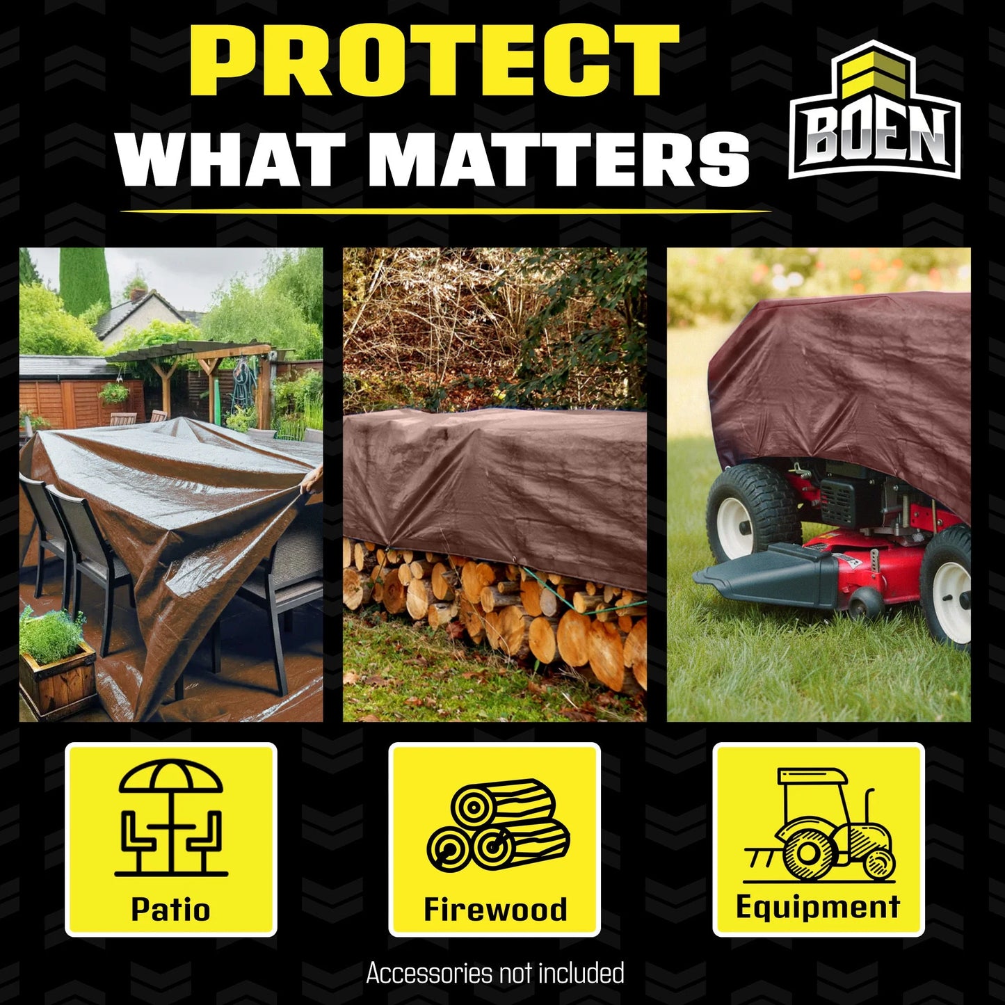 Multi-Purpose Tarp, 20 Ft X 30 Ft, 5 Mil Thick, Brown, Water-Resistant