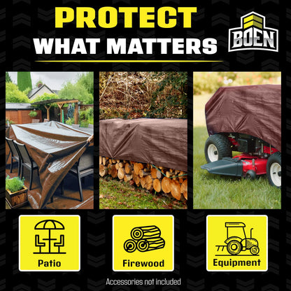 Multi-Purpose Tarp, 20 Ft X 30 Ft, 5 Mil Thick, Brown, Water-Resistant