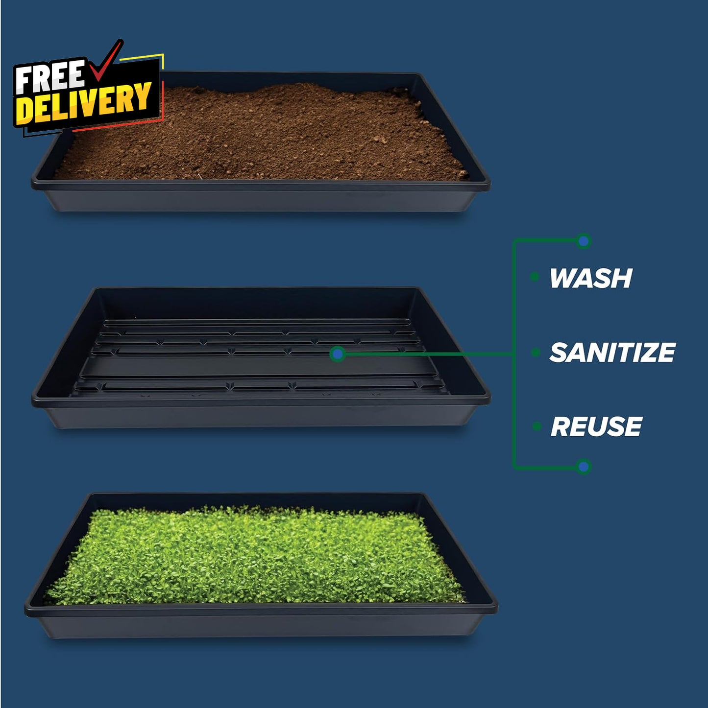10 Plant Growing Trays No Drain Holes 20 X 10 Perfect Garden Seed Starter Grow..
