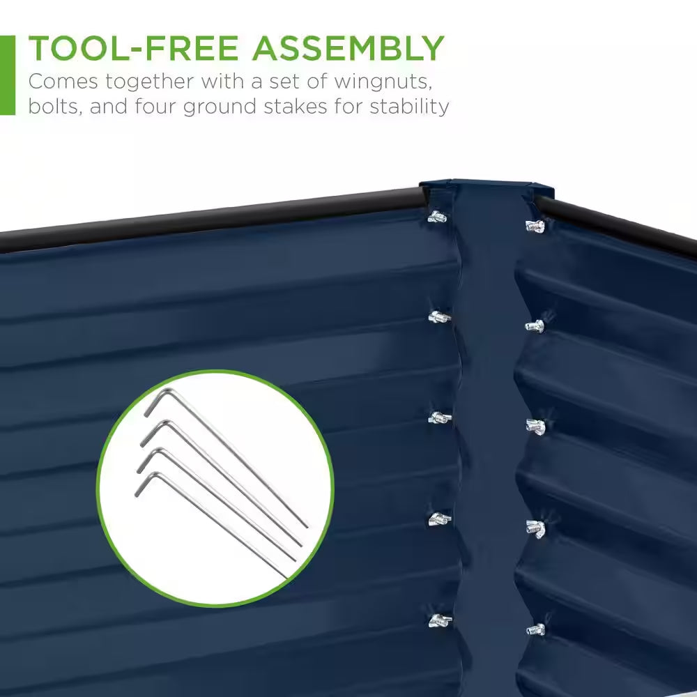 8 Ft. X 4 Ft. X 2 Ft. Navy Outdoor Steel Raised Garden Bed, Planter Box for Vegetables, Flowers, Herbs