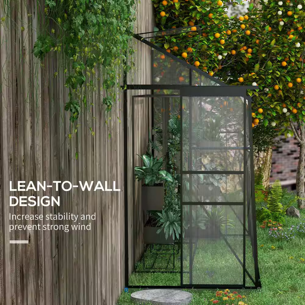 50 In. X 99.5 In. X 94.5 In. Aluminum Alloy, Polycarbonate Black Polycarbonate GREENHOUSE