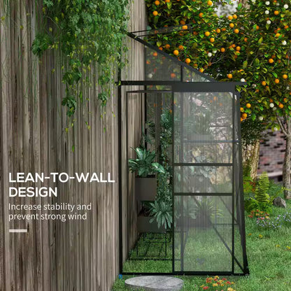 50 In. X 99.5 In. X 94.5 In. Aluminum Alloy, Polycarbonate Black Polycarbonate GREENHOUSE