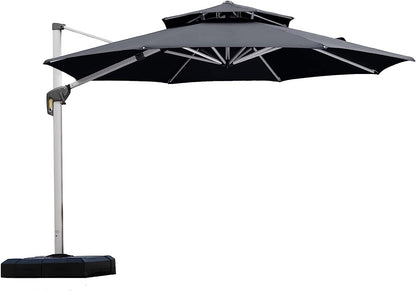 11 Feet Patio Umbrella Outdoor round Umbrella Large Cantilever Umbrella Windproof Offset Heavy Duty Sun for Garden Deck Pool Patio, Grey