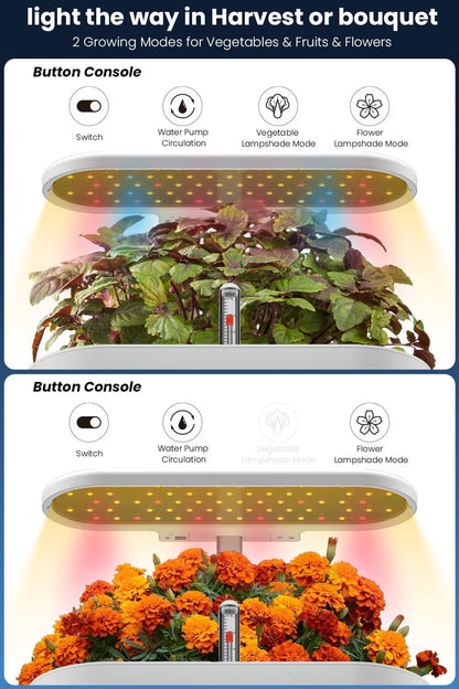 12-Pod Hydroponic Growing System – Indoor Garden with LED Grow Light & Pod Kit – Plant Germination Kit with 4.2L Water Pump for Faster Growth – Height Adjustable – Gardening Gift for Women