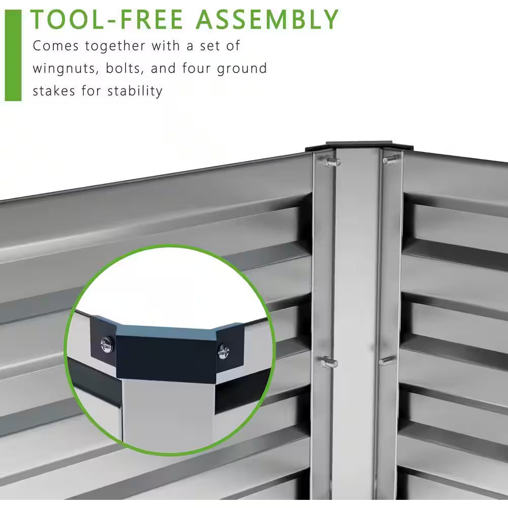 48 Cu. Ft. Soil Galvanized Raised Garden Bed Outdoor Garden for Planting, Fruit, Herb (1-Pack)