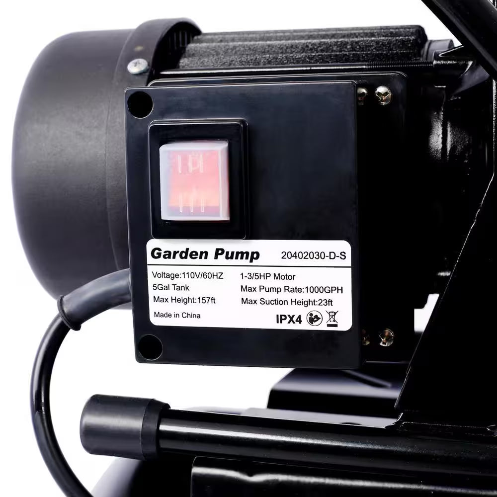 1.6 HP Submersible Fountain Irrigation Pump in Black with Pressure Tank