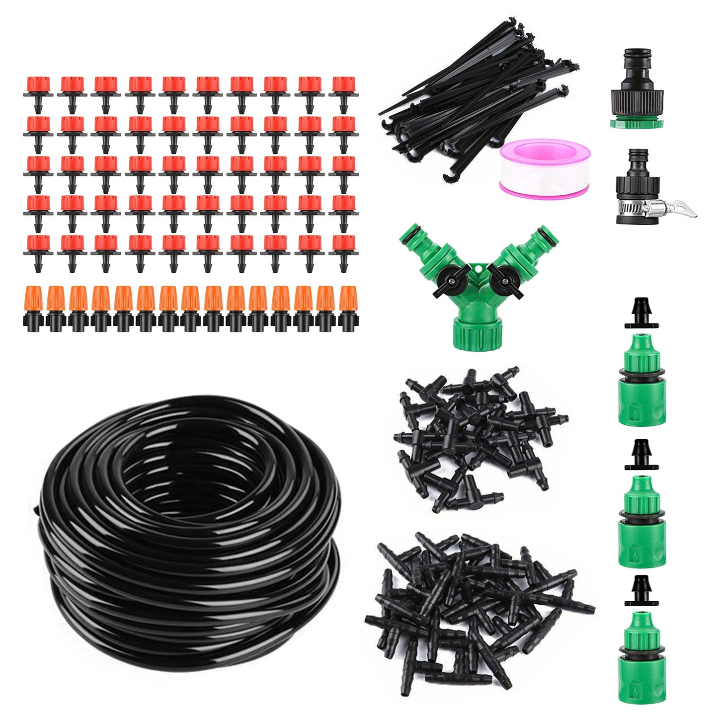 164FT Drip Irrigation Kit for Spring Summer Garden Automatic Garden Irrigation System Misting Plant Watering Drip Kit for Garden Greenhouse Flower Bed Patio Lawn