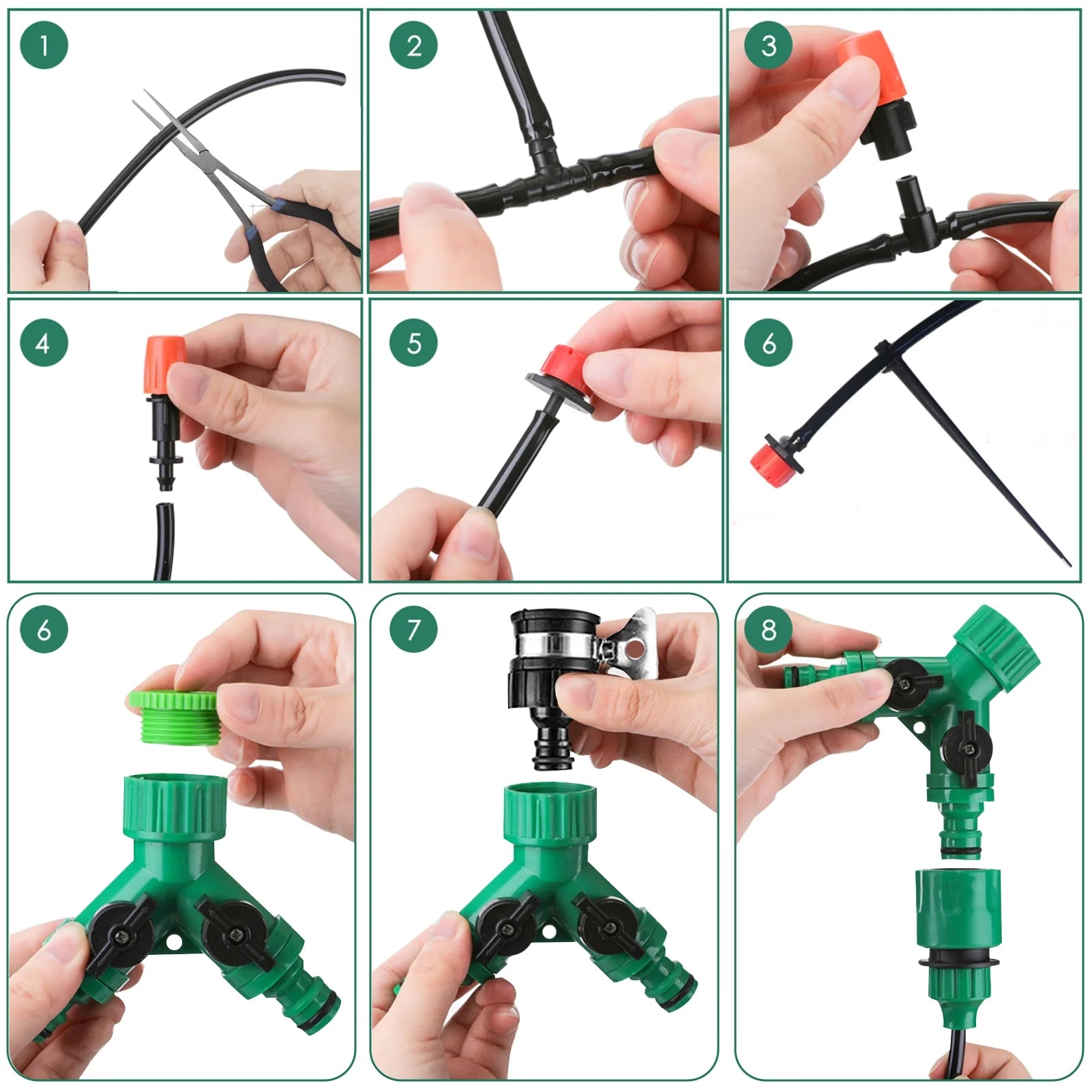 Drip Irrigation System Kit, 164FT/50M Drip Irrigation Tubing 201PCS Garden Irrigation System, Automatic Micro Watering Misting System for for Garden, Greenhouse, Flower Bed, Patio, Lawn