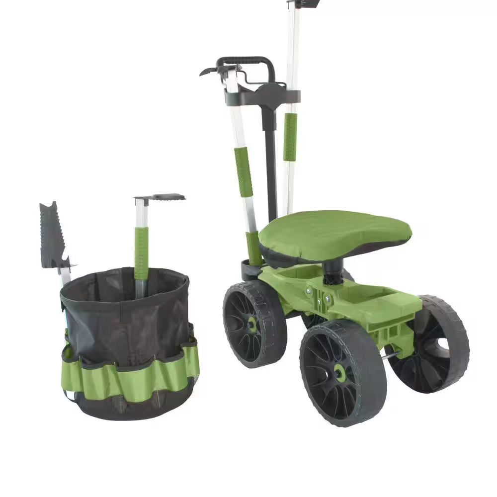 Wheelie Scoot with Tool Toter Handle, Bucket and Comfort Cushion