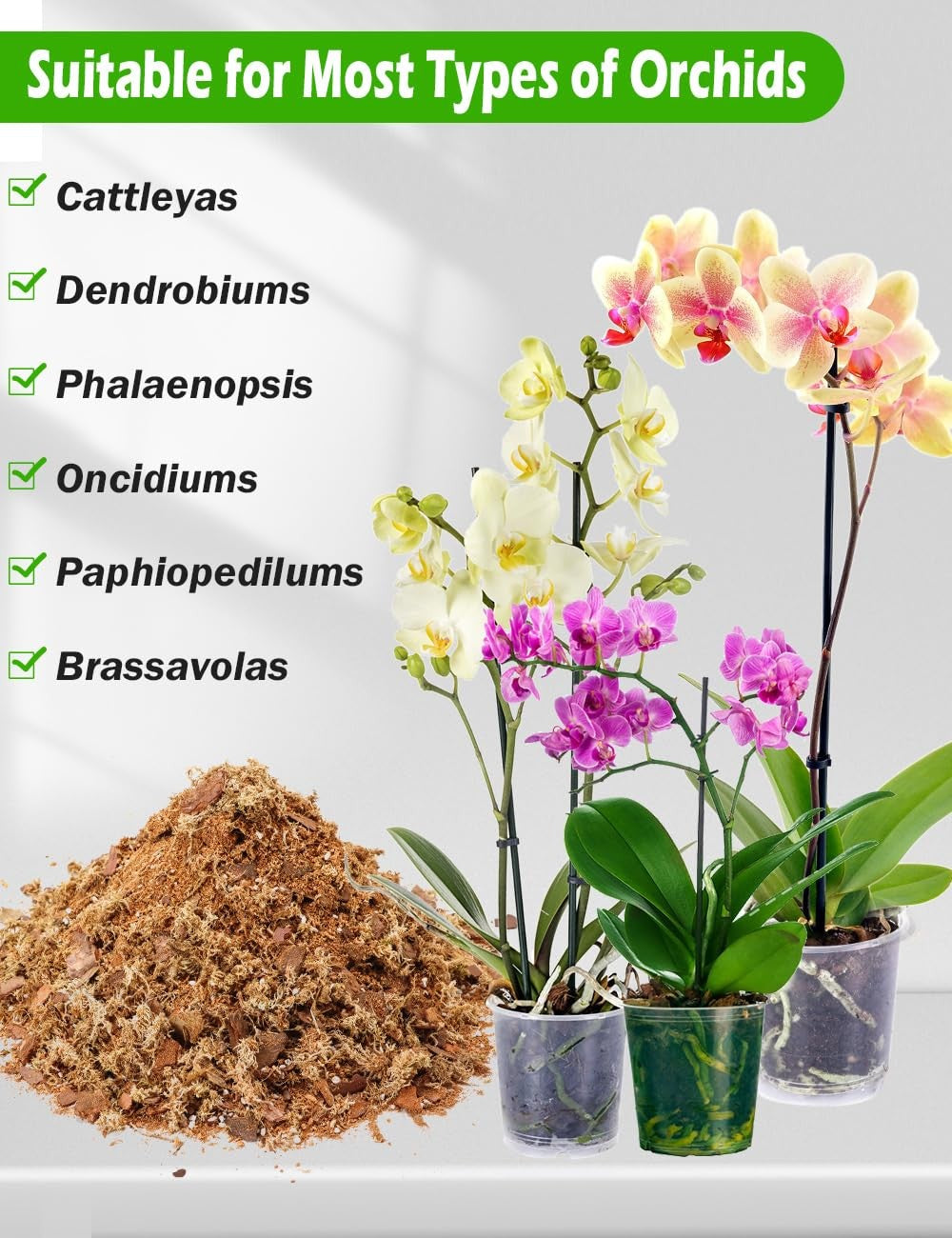 Orchid Potting Mix with Bark, Perlite, Coco Peat for Indoor Repotting