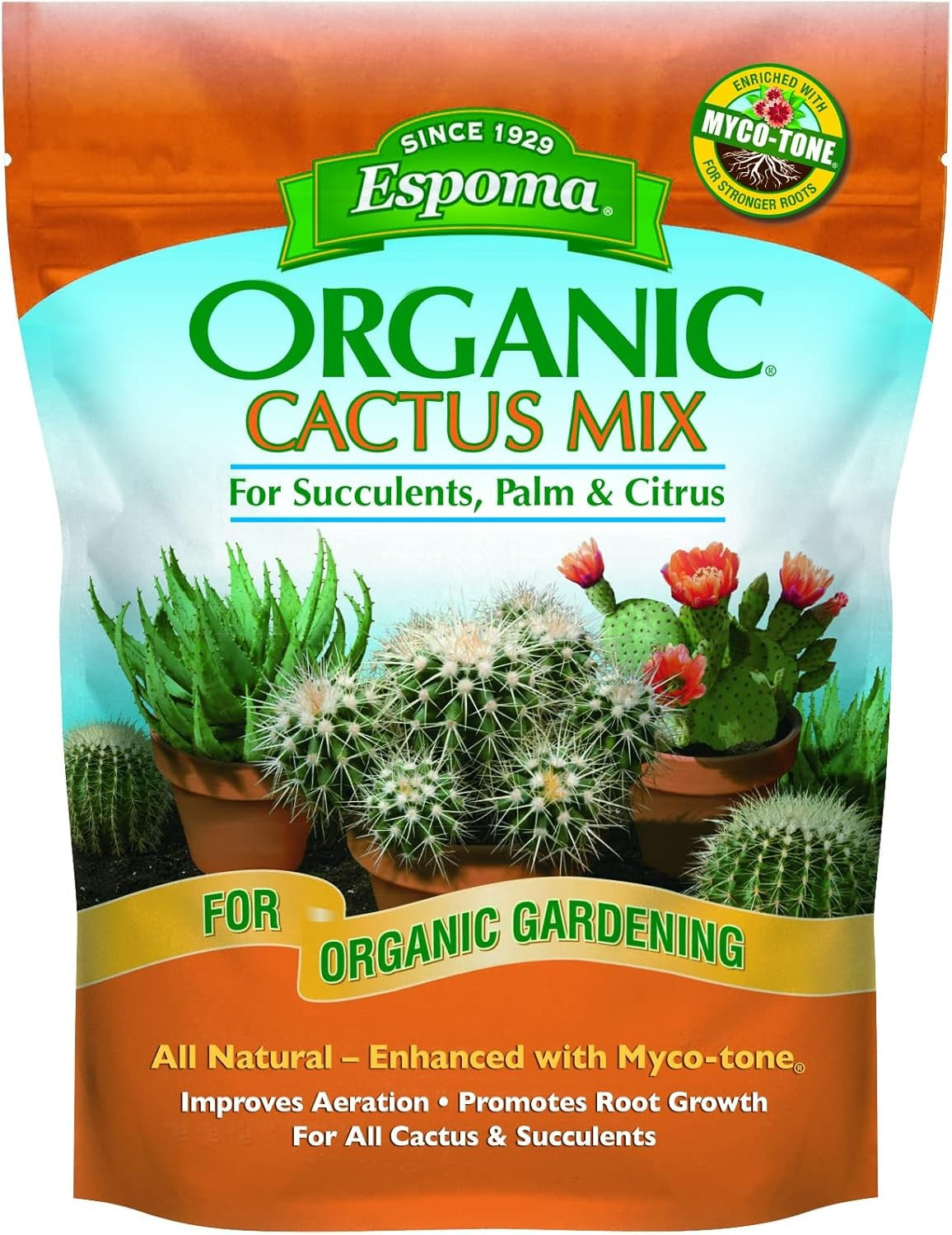 Espoma Organic Cactus Potting Soil Mix, Natural & Organic Soil for Cactus - 4 Qt