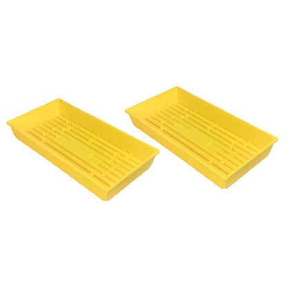 SUNPACK 10” X 20” Mega Plastic Seed Starting Tray, Yellow, 2.5” (Pack of 2)