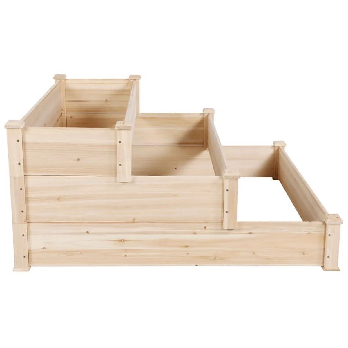 3 Tier Wood Raised Garden Bed Wood Elevated Flowers Vegetables Planter