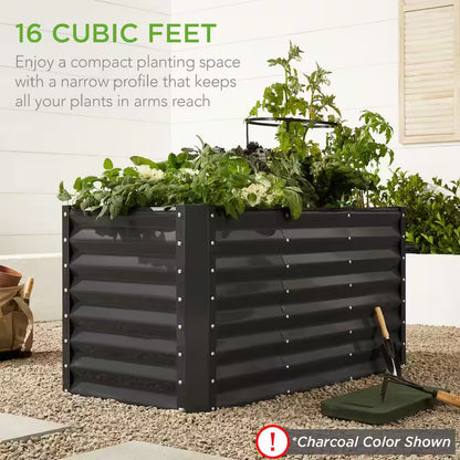 4 Ft. X 2 Ft. X 2 Ft. Dark Green Rectangular Steel Raised Garden Bed Planter Box for Vegetables, Flowers, Herbs