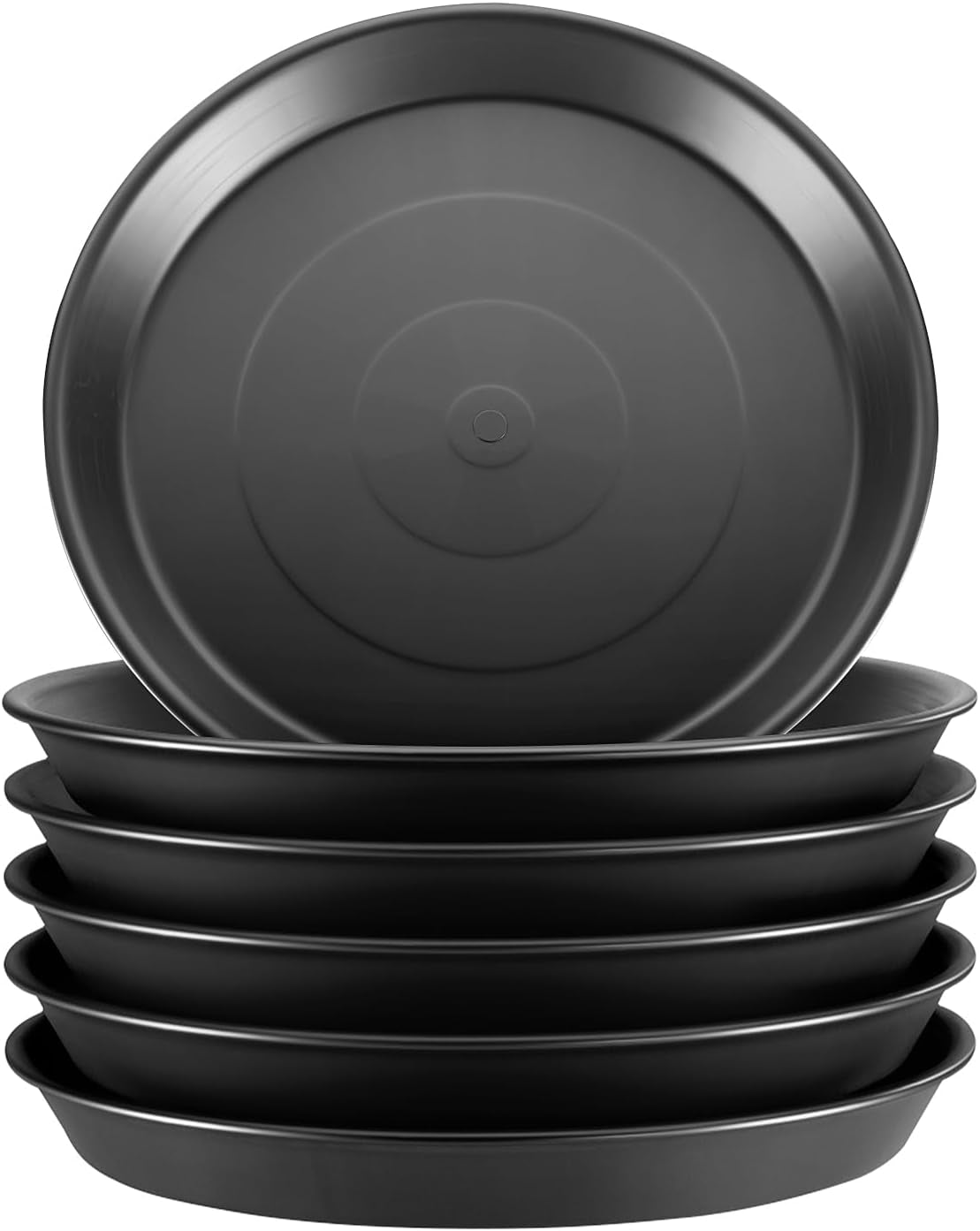 6 Packs 11.8 Inches Plant Saucer Plant Drip Trays, Plastic Plant Trays for Pots, Heavy Duty Pot Drip Tray for Indoors Outdoor Flower Planters, Black