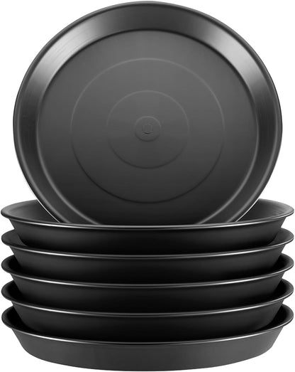 6 Packs 11.8 Inches Plant Saucer Plant Drip Trays, Plastic Plant Trays for Pots, Heavy Duty Pot Drip Tray for Indoors Outdoor Flower Planters, Black