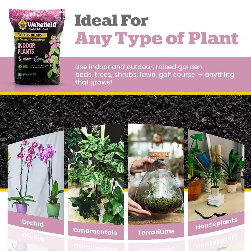 Biochar Blend with Carbonboostfor Indoor Houseplants, Soil Amendment-4 Qt. Bag