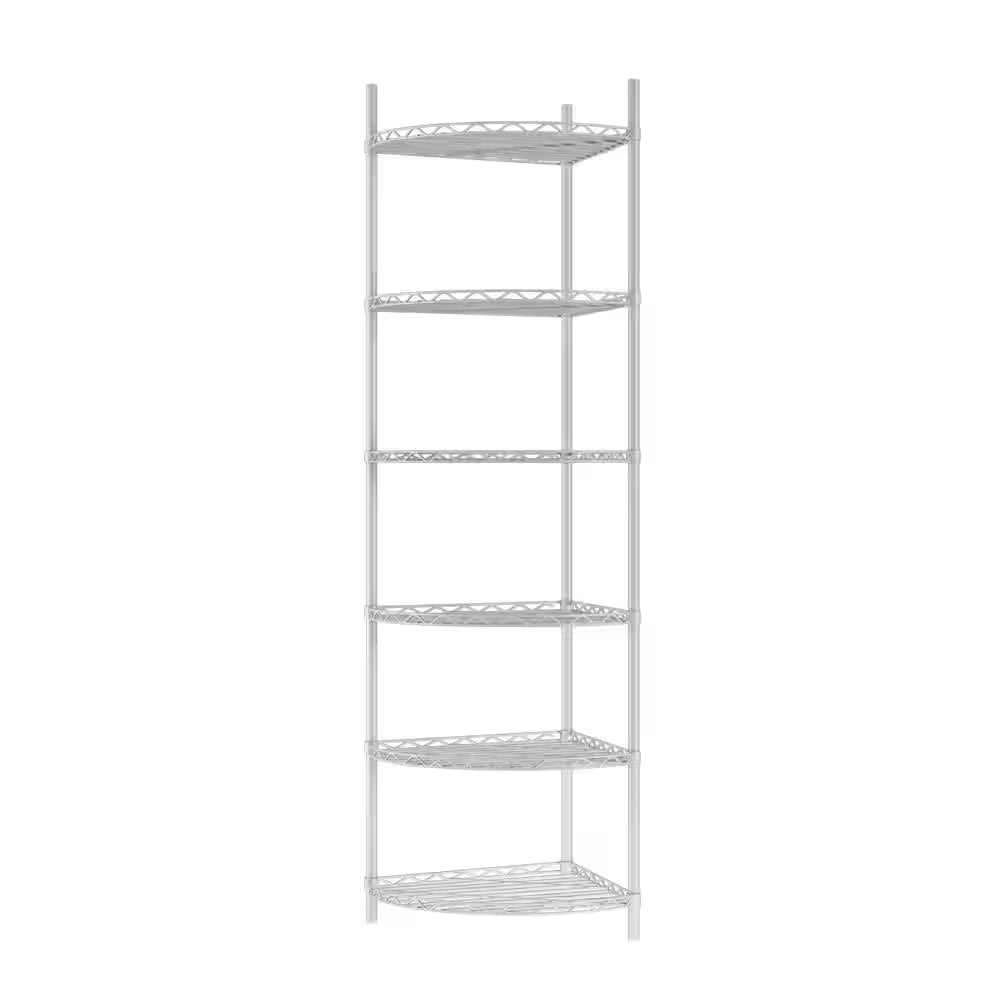 6-Tier Outdoor Garden Garage White Iron Storage Shelf Shelves Organizer Wire Shelving Unit Plant Stand
