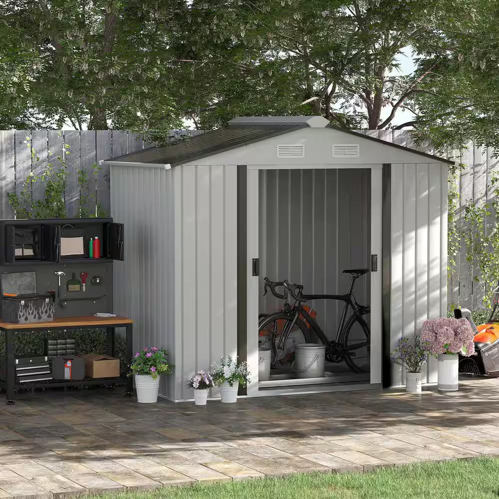 Majestic 7 Ft. W X 4 Ft. D Metal Shed with Double Sliding Doors (30 Sq. Ft.)