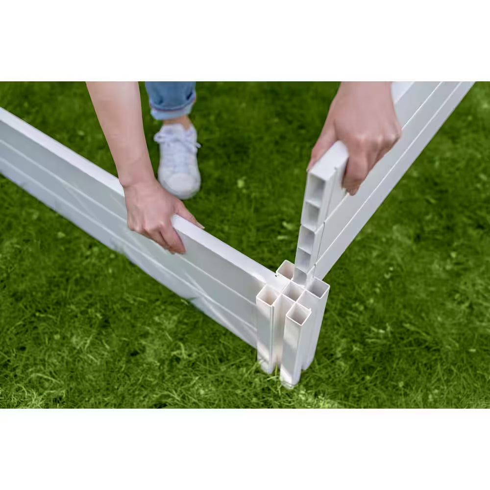 Classic 48"L X 48"W X 11"H Vinyl Raised Garden Bed, White, VT17108