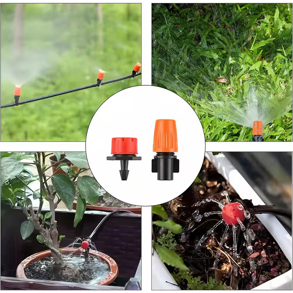 201-Piece 1/4 In. 1/2 In. Garden Drip Irrigation Kit Adjustable Patio Misting Nozzle Emitters Sprinkler