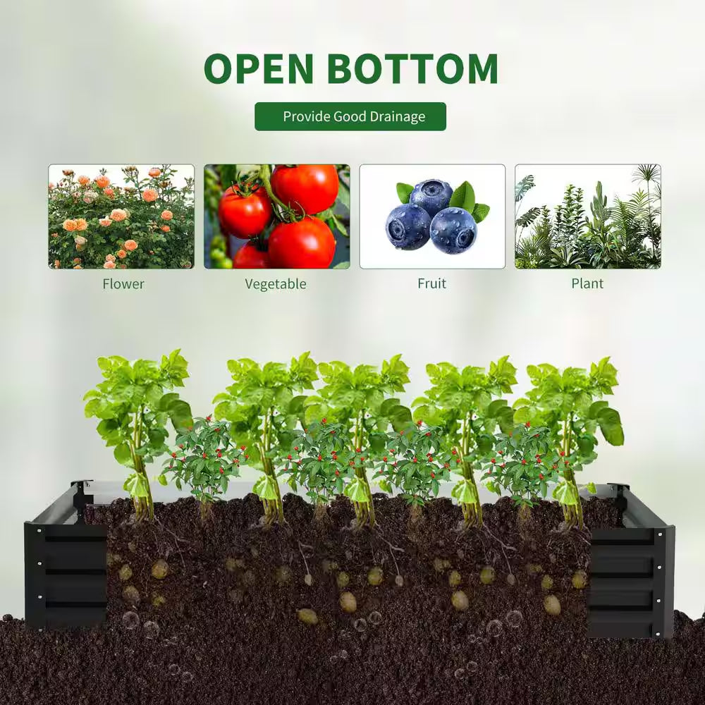 Portable Greenhouse Cover W/Raised Garden Bed and 2-Roll-Up Windows Metal Mini Greenhouse 71 In. X 35 In. X 45 In.