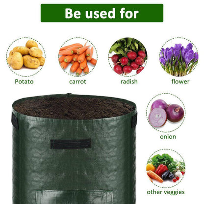 10 Gal. Polyethylene Potato Grow Bags, Handles Planter Pots with Flap for Tomato, Fruits and Carrot, Green (2-Pack)