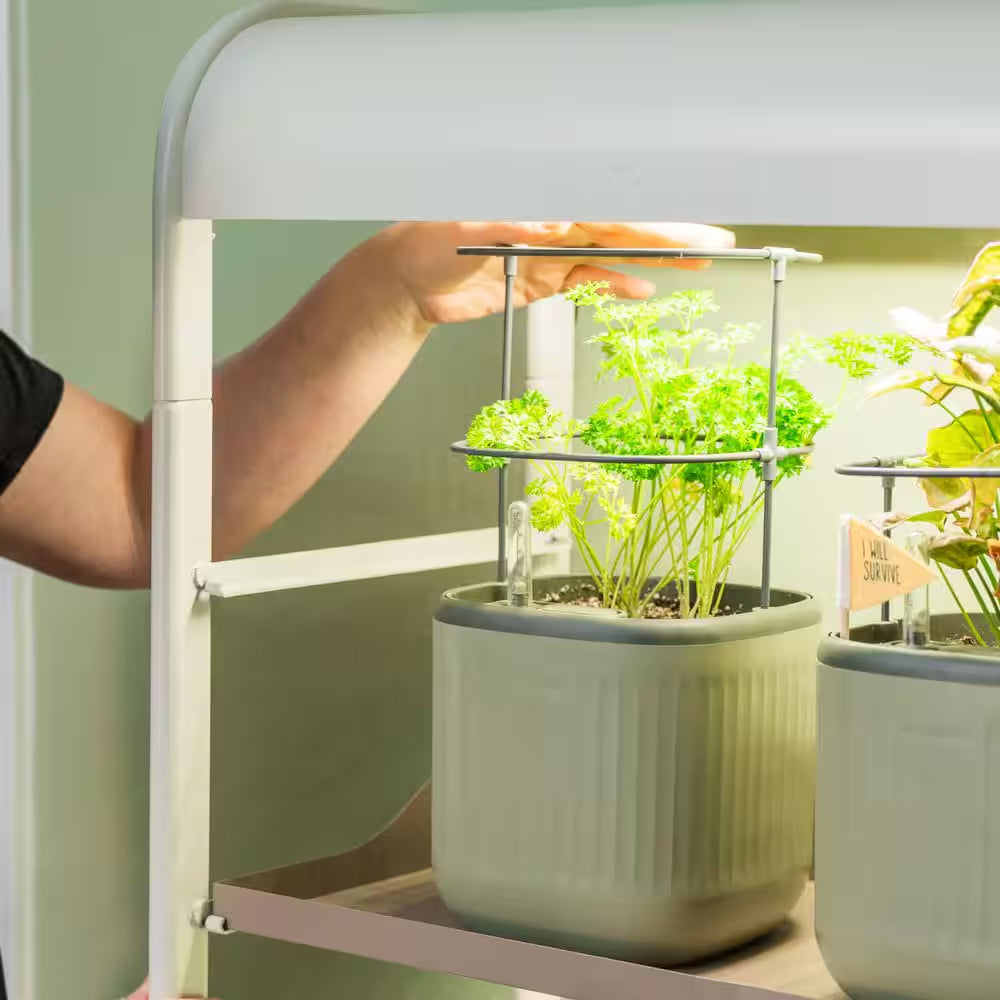 2 Tier Grow Light Garden, Plant Stand with Plant Shelf Rack with Wheels for Seed Starting, Indoor Plants Display