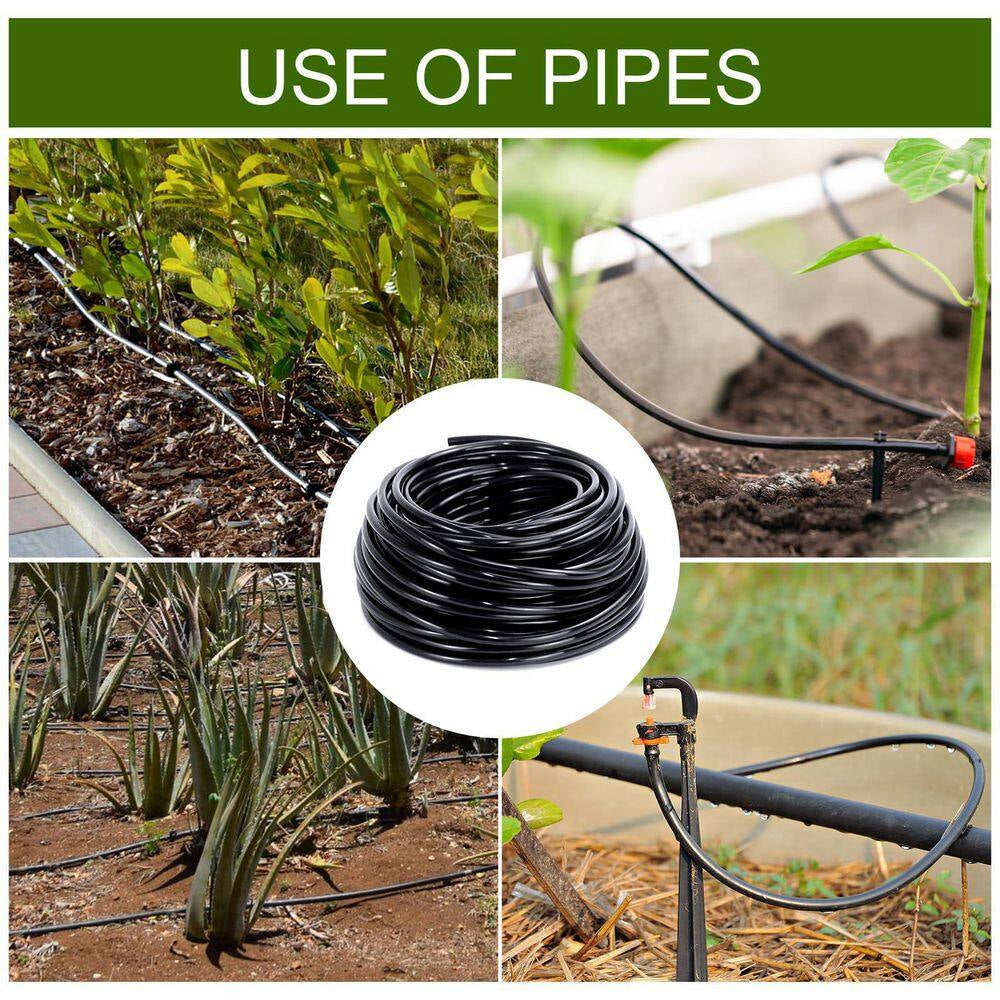 100 Ft. 1/4 In. Drip Irrigation Tubing, Blank Hose for Garden Watering System, Compatible with Emitters and Fittings
