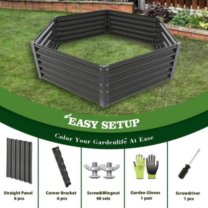 70 In. Gray Metal Planter Box Raised Garden Bed for Planting Vegetables Flowers