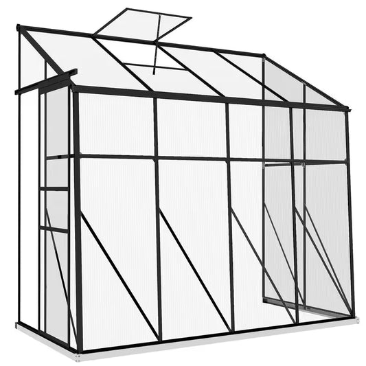 50 In. X 99.5 In. X 94.5 In. Aluminum Alloy, Polycarbonate Black Polycarbonate GREENHOUSE