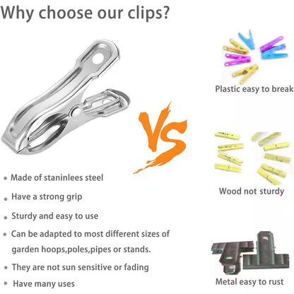 40-Pack Stainless Steel Garden Clips for Greenhouse and Shade Cloth