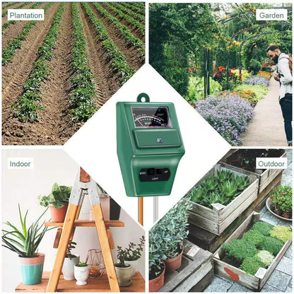 Green Soil Ph Tester with 3 in 1 Moisture Light Ph Test for Indoor and Outdoor Garden, Lawn, Farm, Use (1-Pack)