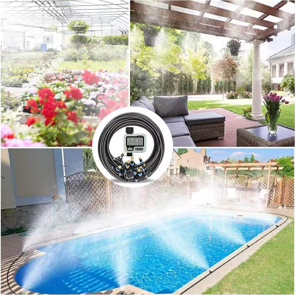 Multi-Function 50 Ft. Misting Cooling System with Timer for Outdoor Patio
