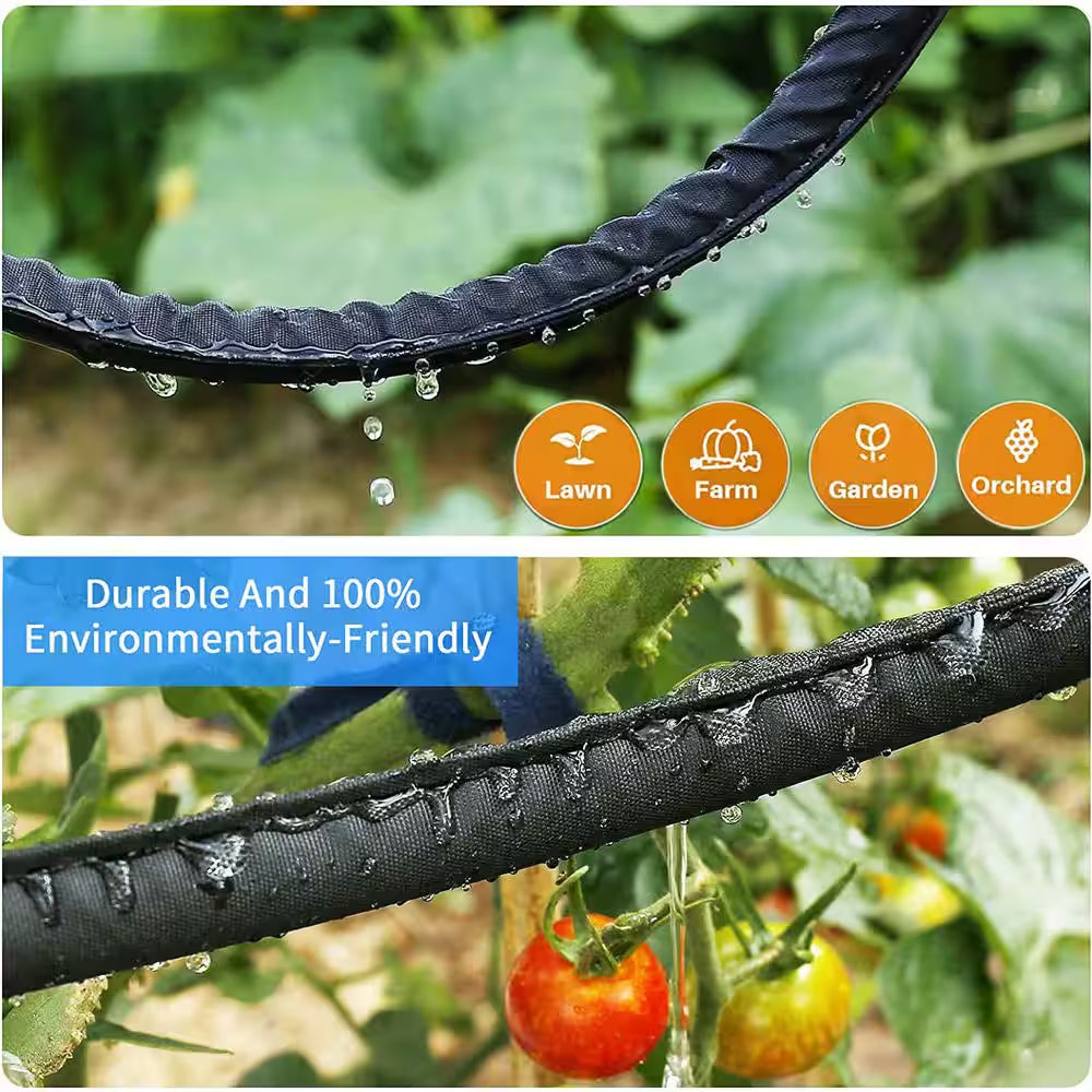 10 Ft. Linkable Flat Soaker Hose for Garden, Dual-Layer Leak-Free Design with Holes, Saves 80% Water