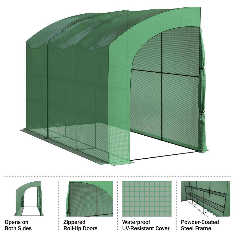 10 Ft. X 5 Ft. X 7 Ft. Lean to Greenhouse, Green