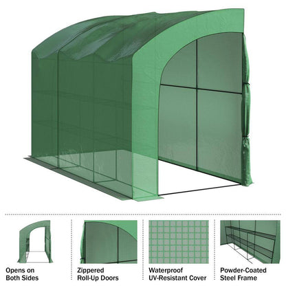 10 Ft. X 5 Ft. X 7 Ft. Lean to Greenhouse, Green