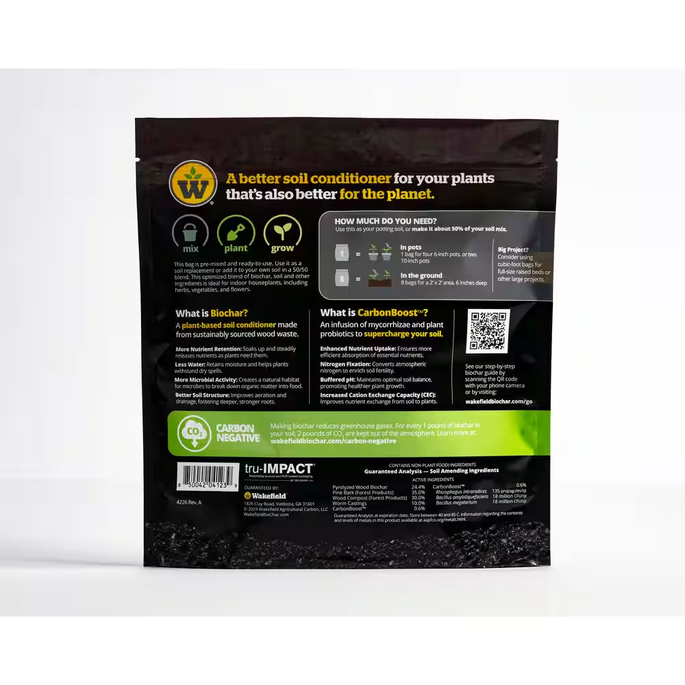 Biochar Blend with Carbonboostfor Indoor Houseplants, Soil Amendment-4 Qt. Bag
