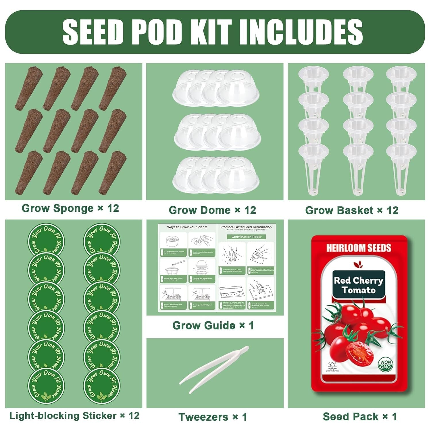 Cherry Tomato Seed Pods Kit for Aerogarden, 12 Pods Grow Anything Kit for Indoor