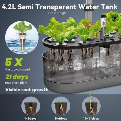 12-Pods Hydroponics Growing System Kit, Gardening Hydroponics Growing System with 4. 2L Water Pump, Height Adjustable