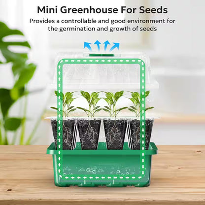 10 Packs Seed Starter Tray Kit with Humidity Dome and Base Includes Mini Greenhouse Germination Trays Plastic