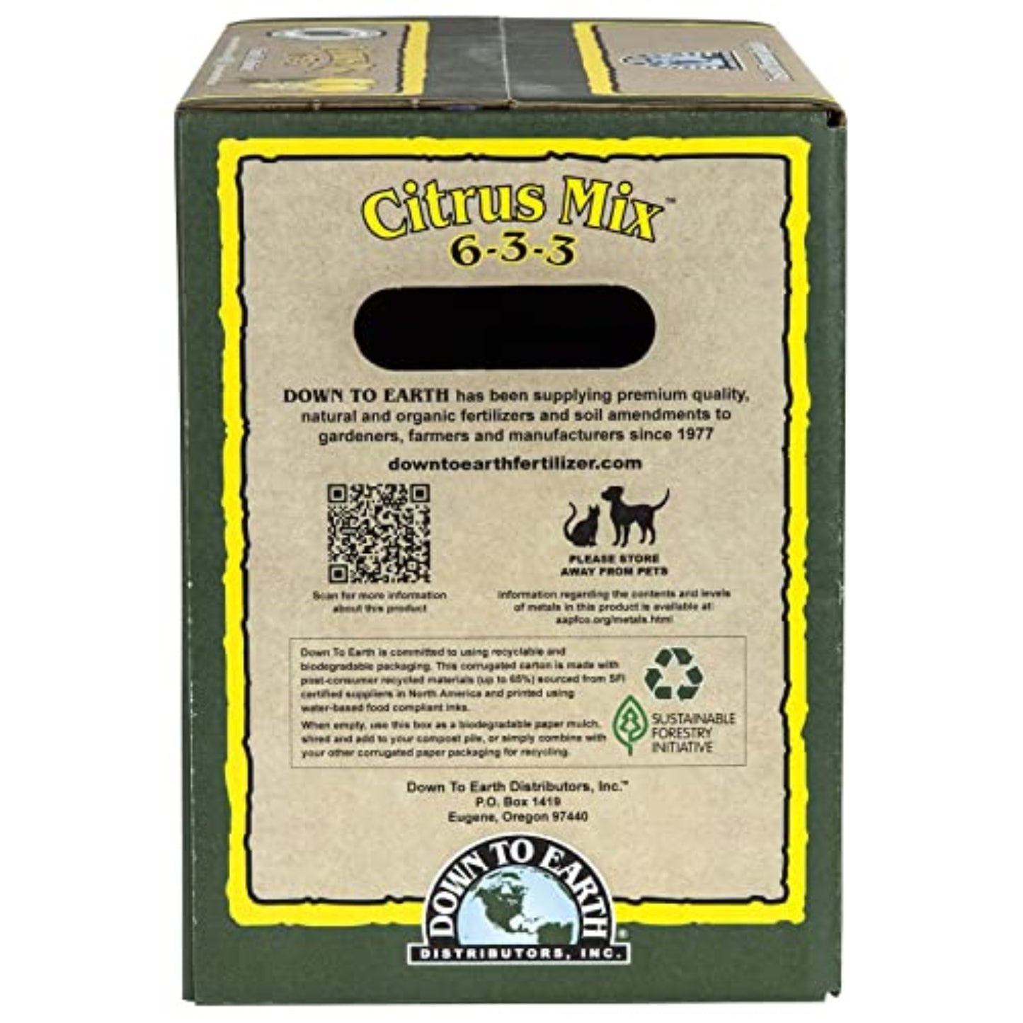 Down to Earth Organic Citrus Fertilizer Mix 6-3-3, 15 Lbs, Enhances Soil Health