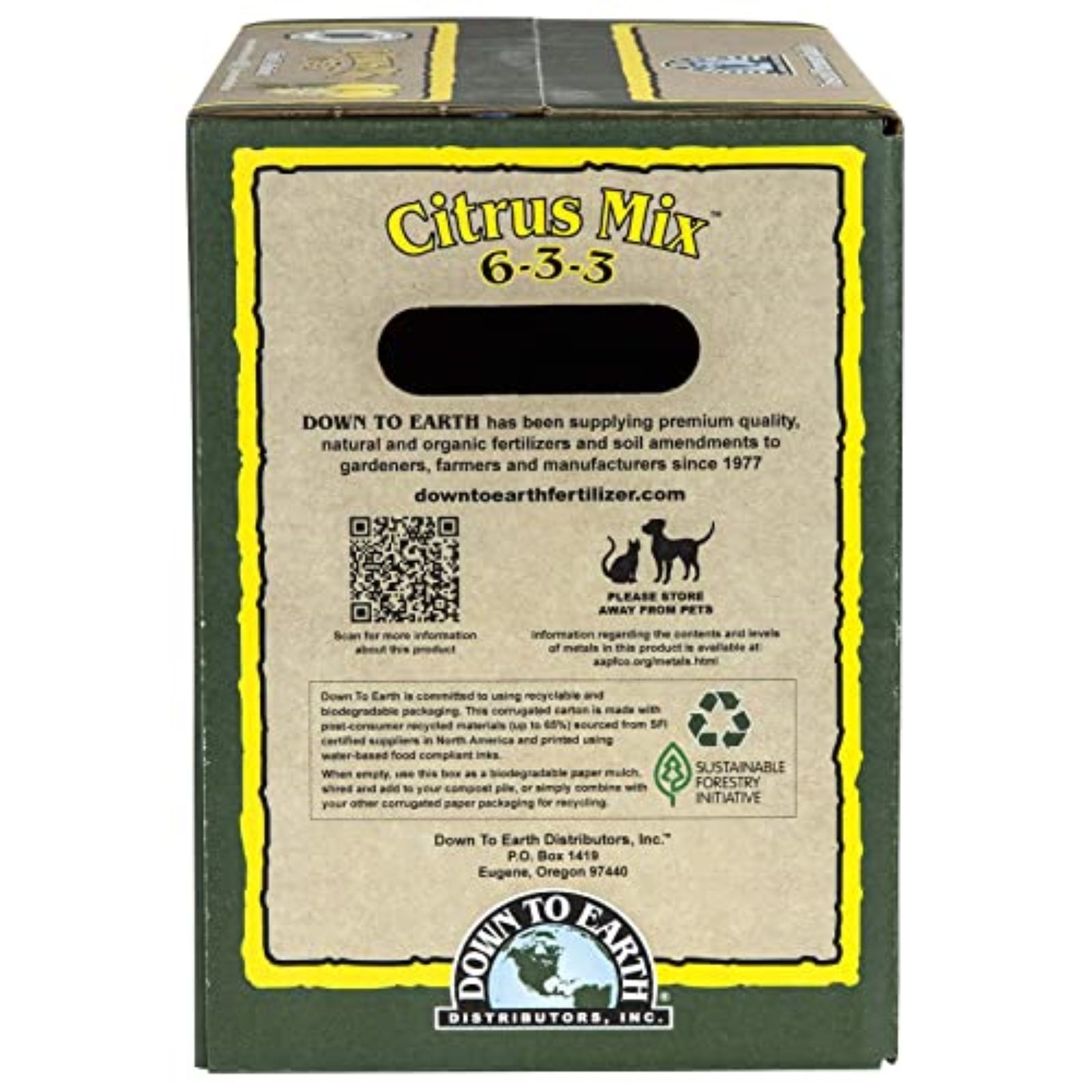 Down to Earth Organic Citrus Fertilizer Mix 6-3-3, 15 Lbs, Enhances Soil Health
