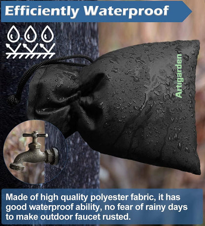 Upgraded Outdoor Faucet Cover for Winter Freeze Protection - outside Water Hose Bib Insulated Sock for Cold Weather, Black, Pack of 2