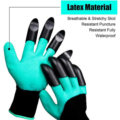 10 In. Waterproof Garden Gloves with Claws for Digging Planting and Yard Work 1-Pair