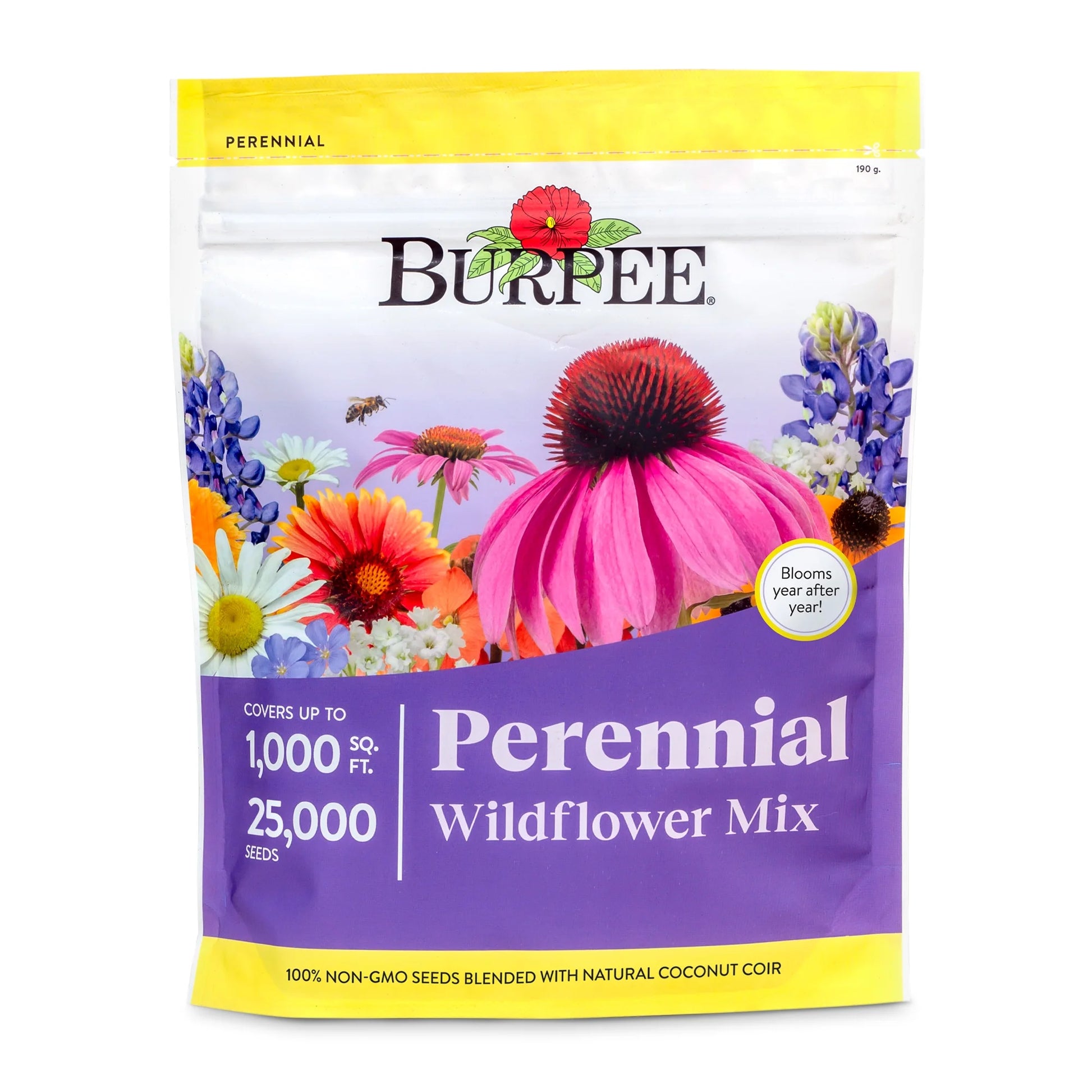 Perennial Wildflower Seeds Mix – Non-Gmo, Attracts Pollinators, Perennial Flowers, 50,000 Seeds, 1 Bag