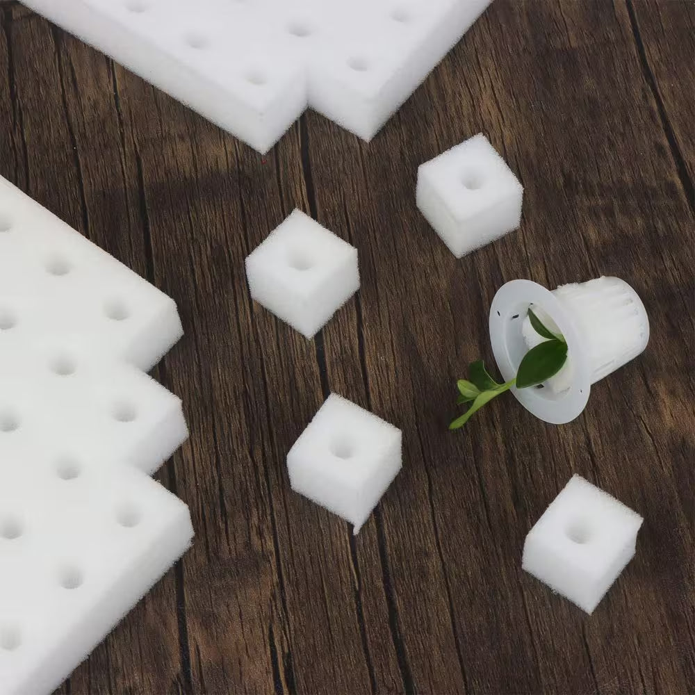 200-Piece Hydroponic Sponges Soilless Cultivation Sponge for Greenhouse, Indoor/Outdoor Planting with Net Cup Pots